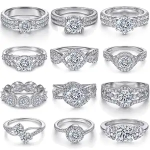 Bagues en argent Sterling 925 pour femme, bijou fin, zircone, plaqué Rhodium, ne se décolore pas, alliance, fiançailles