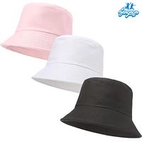 Chapeau Bob Unisexe d'Été en Coton pour l'Extérieur, Personnalisable, Couleur Unie, Boucle Cuivrée, Pliable, Tendance, Protection Solaire