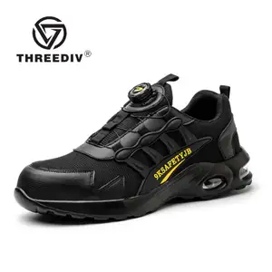THREEDIV New sales rotation button creative super cool anti-smashing anti-puncture anti-slip safety shoes work shoes outdoor