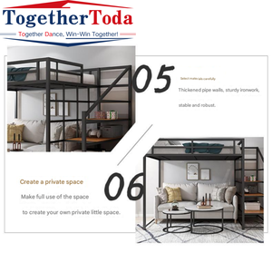 Letto a soppalco in acciaio trapuntato per dormitorio universitario, appartamento per studenti, scuola, con struttura in metallo - Product Image 5