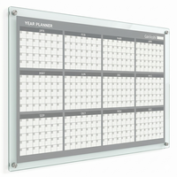 Tableau blanc en verre trempé de 4 mm, 90x60 cm, imprimé sur mesure, magnétique, bord 2.5D, sans cadre, effaçable à sec, avec plateau pour stylos et calendrier hebdomadaire