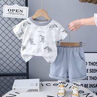 Nouvel ensemble d'été 2026 pour enfants : T-shirt dinosaure imprimé et short en coton pour garçons, tenue d'été
