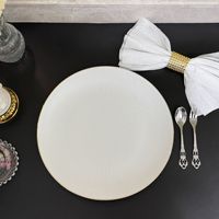 Assiettes en plastique doré Plaque de charge jetable épaisse blanche et dorée pour mariage, fête, fête des pères et Noël