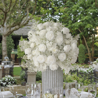 Bouquet de fleurs de mariage décoratives personnalisées de 40cm Vente en gros Soie artificielle Fleurs de roses blanches pour la décoration de mariage