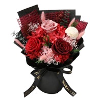 Nouveau style 2026 : Bouquet de roses stabilisées et fleurs séchées naturelles faites à la main, pour aromathérapie automobile - Fête des Mères, Pâques, Remise de diplôme, Longue durée