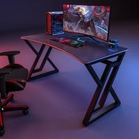 Table de jeu, grand bureau d'ordinateur, bureaux ergonomiques pour le travail à domicile, postes de travail pour joueurs de PC en forme de Z avec porte-gobelet