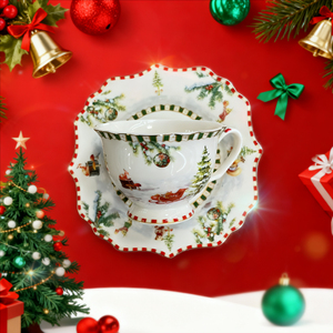 <span class=keywords><strong>Service</strong></span> <span class=keywords><strong>de</strong></span> table <span class=keywords><strong>de</strong></span> <span class=keywords><strong>Noël</strong></span> festif - Assiettes et tasses en porcelaine avec motifs <span class=keywords><strong>de</strong></span> poinsettia, <span class=keywords><strong>de</strong></span> chaussette et <span class=keywords><strong>de</strong></span> cloche (motif flocon <span class=keywords><strong>de</strong></span> neige rouge et or) - Product Image 4