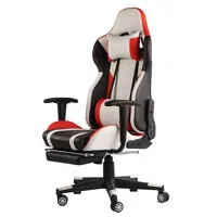 Chaise de jeu d'ordinateur de course de massage ergonomique pivotante en cuir synthétique de luxe inclinable fauteuil de jeu led Silla Gamer rgb avec repose-pieds