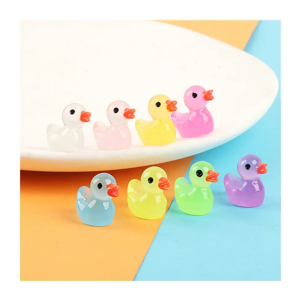 Wholesale Mini Cute resin duckling Glowing in The Dark Decoration Charm Craft