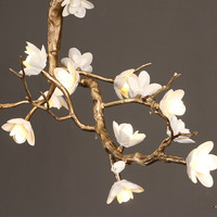 Nordique moderne créatif arbre fleurs branche salle à manger café magasin de vêtements fleurs en céramique or décorer lustre
