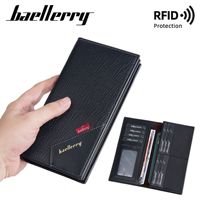 Baellerry dompet panjang ramping pria grosir tempat kartu dengan ritsleting lipat dua dan dompet koin dompet pria dengan banyak slot kartu