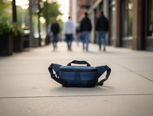 Marsupio da uomo rettangolare in nylon con chiusura a cerniera per viaggi all'aperto - Product Image 2