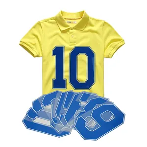 Wholesale custom letters printing plastisol designs sticker logo heat press transfer numbers for soccer jerseys t shirts