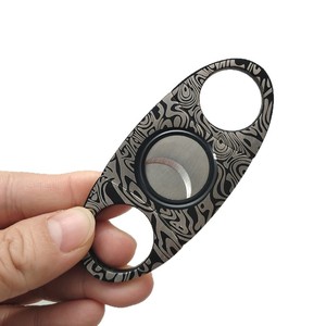 Double <b>Edged</b> Stainless Steel Cigar <b>Cutter</b> 9cm X 4cm Damask Pattern Retro Style For Smoking Accessories - Product Image 4