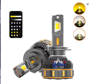 Phare de voiture LED à trois températures de couleur, contrôlable par application mobile, 100W haute puissance, double tube en cuivre, luminosité et couleur réglables, 12V - Product Image 1