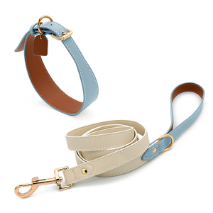 Conjunto de Correa y Collar para perro de cuero ancho personalizado ajustable fabricación reciclada de lujo impermeable cuerda para mascotas lleva caminar al por mayor - Product Image 1