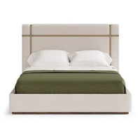 Lit Moderne en Bois Massif King Size avec Tête de Lit Rembourrée pour Chambres d'Hôtel et Chambres à Coucher