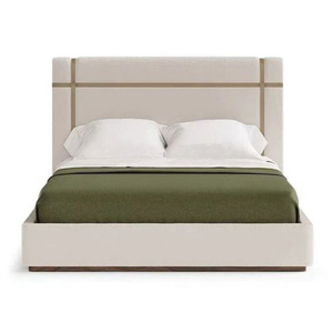 Khung giường ngủ cỡ King bằng gỗ nguyên khối hiện đại với đầu giường bọc nệm dành cho phòng khách sạn và phòng ngủ gia đình - Product Image 4