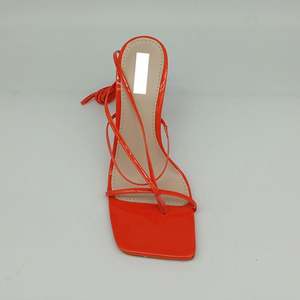 Nuovi Sandali Estivi in Pelle Verniciata Arancione, Scarpe <span class=keywords><strong>con</strong></span> <span class=keywords><strong>Lacci</strong></span> per Donne, <span class=keywords><strong>Tacchi</strong></span> da Ballo per Signore - Product Image 3