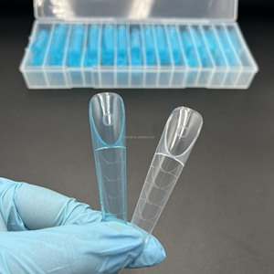 Nouvelles capsules d'extension d'ongles bleues longues en forme d'amande, capsules Popite Ongles à pose rapide, double forme pour ongles - Product Image 1