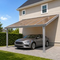Abri de stationnement pour 2 voitures Angye, moderne et luxueux, personnalisé pour villa, avec toit en aluminium thermolaqué et auvent imperméable