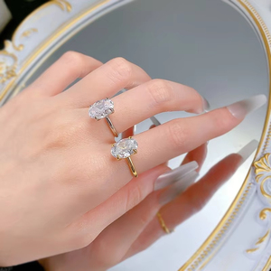 Anelli da Donna ZhuQian all'Ingrosso in Lega Placcata <span class=keywords><strong>Argento</strong></span> <span class=keywords><strong>e</strong></span> <span class=keywords><strong>Oro</strong></span> con Zirconia Cubica Ovale Scintillante - Gioielli Mozzafiato - Product Image 2