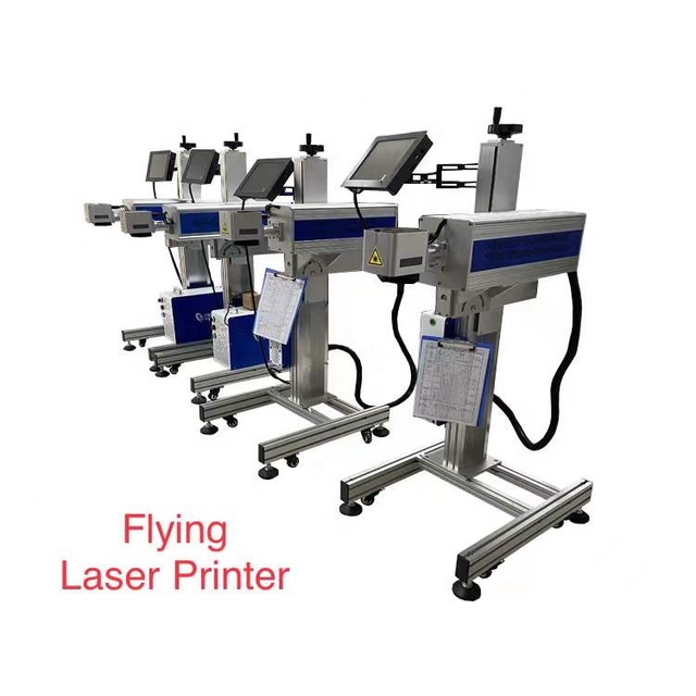 PET Plastic Bottles and PVC Pipes Cable Laser Printer Online 30W 60W Co2 Flying Laser Marking Machine Factory Price