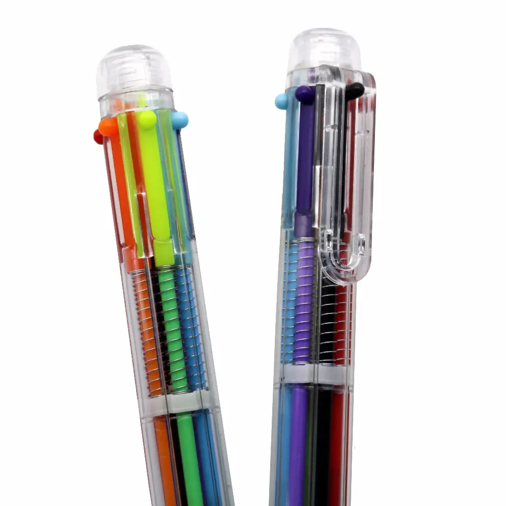 ホット販売マルチカラーボールペン6-in-1格納式ボールペン6色0.5mmシャトルペン