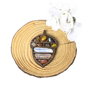 Présentoir en bois pour cristaux bruts-Porte-spécimen minéral de guérison d'énergie de guérisseur doré avec affichage de pierres précieuses naturelles - Product Image 2