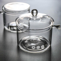 Marmite de cuisson classique en verre borosilicate de 1,35 L, durable, avec doubles poignées et couvercle en verre, compatible lave-vaisselle et four, vente en gros