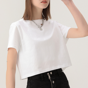 T-shirt court à manches courtes pour femme, 200 g, 100 % coton, couleur unie, tee-shirt basique, impression personnalisée - Product Image 5