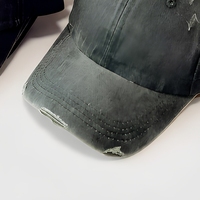 Casquette de papa vintage délavée, déchirée, à bord incurvé et réglable pour les loisirs, les activités de plein air et le sport