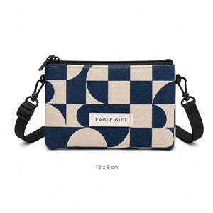 Bolsa de Maquillaje de Lona de Algodón de Lujo con Logotipo Personalizado, Impresa en Serigrafía, Laminada, con Cierre, de Moda, Pequeña Capacidad, para Monedas - Product Image 1