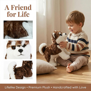 Peluche <span class=keywords><strong>de</strong></span> Perro <span class=keywords><strong>Husky</strong></span> <span class=keywords><strong>Siberiano</strong></span> Realista <span class=keywords><strong>de</strong></span> Alta Calidad, Color Marrón, <span class=keywords><strong>de</strong></span> Pie, Regalo Ideal para Niños, Cumpleaños, Navidad - Product Image 4