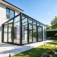 Serre en verre moderne européenne préfabriquée, véranda, structure en aluminium, kit de maison de jardin triangulaire, double vitrage, isolation thermique