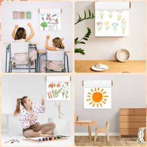 Porte-papier mural en bois, rectangulaire, monocouche, pour papier à dessin et support de rangement pour papier toilette - Product Image 5