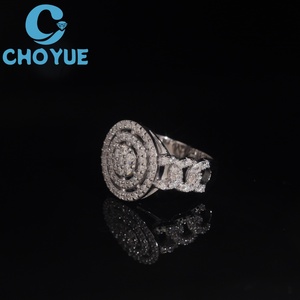 Custom Lab Diamond Cluster <b>Ring</b> Iced Out Solid Sterling <b>Silver</b> 925 Gold Plated <b>Cross</b> Lad Grown Diamond <b>Ring</b> Hip Hop Jewelry - Product Image 2