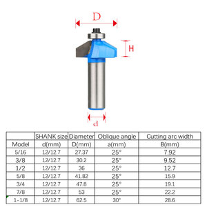 מקדח כרסום איכותי לצורת אף סוס, זווית <span class=keywords><strong>45</strong></span> מעלות, קצה משופע, 1/4 אינץ', קרביד, 2 חריצים, לעיבוד עץ, ODM - Product Image 4