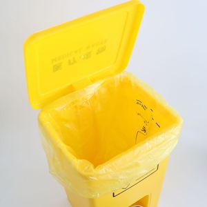 Yellow Gray Pedal Trash Can 10L Medical Waste <b>Bin</b> For Clinics And Hospitals Indoor Use <b>Rectangle</b> Shape - Product Image 3