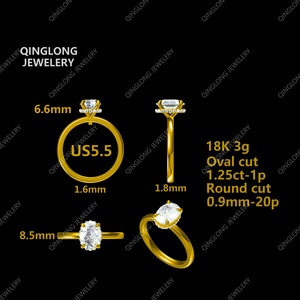 แหวนเพชรทรงรีเพาะเลี้ยงในห้องปฏิบัติการขนาด 0.5 กะรัต 1 กะรัต 1.5 กะรัต 2 กะรัต ทองแท้ 18K 14K สำหรับผู้หญิง เหมาะสำหรับงานหมั้นและงานแต่งงาน - Product Image 6