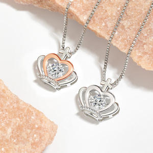 2024 yeni gelenler kraliçe prenses taç kolye kolye kalp şeklinde zirkon kristal inci ile moda takı aksesuarları kadınlar - Product Image 3