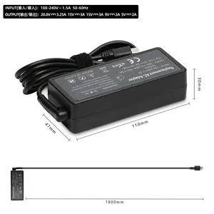 2024 Hot Sale Notebook Charger 65W USB Type C PD 20V 3.25A Universal Laptop Adapter Charger For Lenovo Thinkpad ADLX65YDC2A