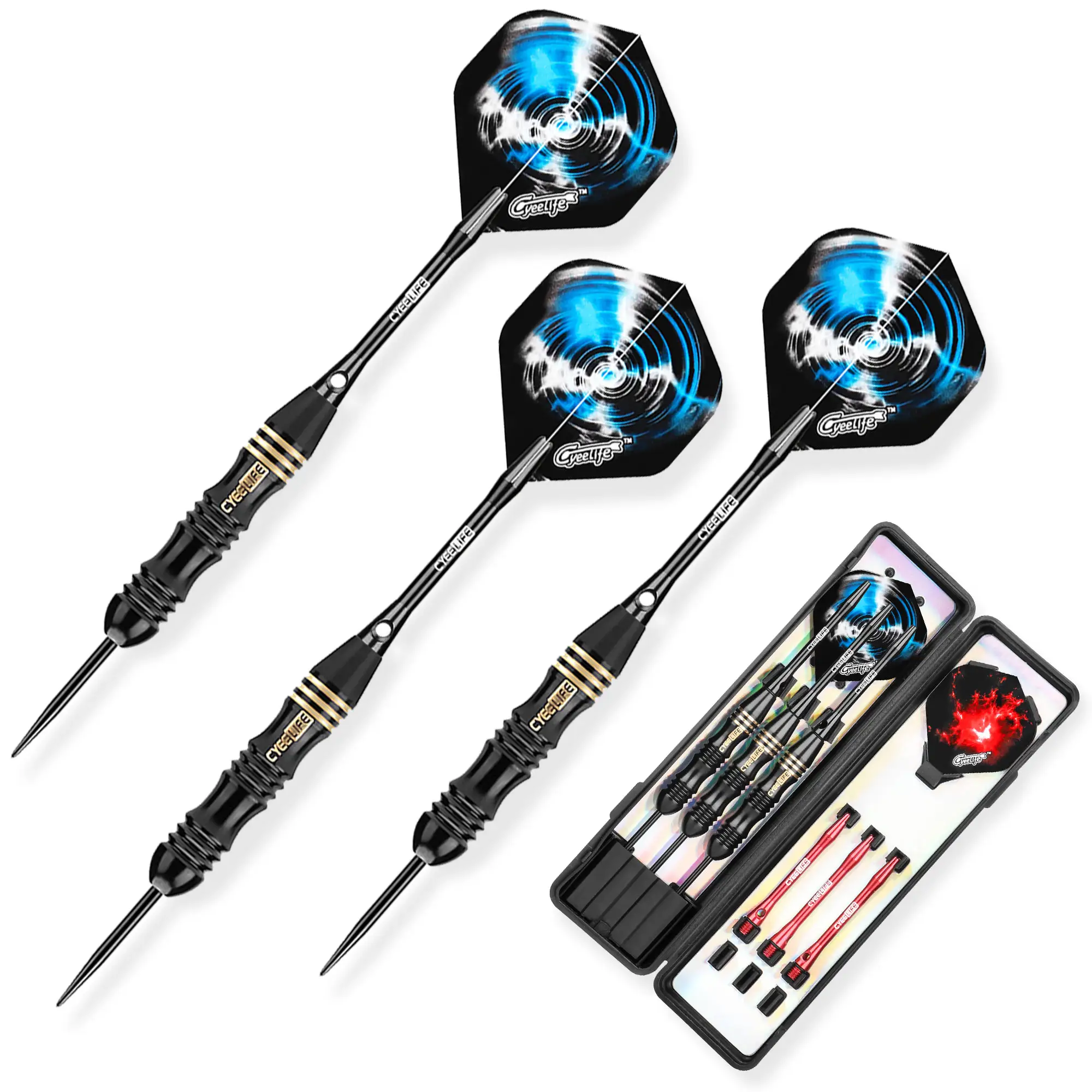 Professionele Metalen Dart Set Met Draagtas Messing Vat Aluminium Assen En Extra Vluchten 24 Gram Steel Tip Darts