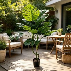 Artificial Turtleback Tree with Green Plastic Leaves Potted Indoor Plant - Product Image 3