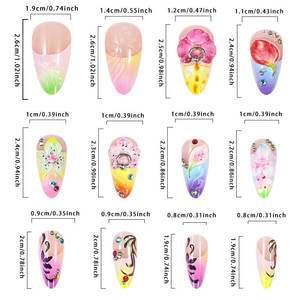 24PCs <span class=keywords><strong>3D</strong></span> Relief Colored Flowers Long Almond Nails Press on Nails <span class=keywords><strong>Uñas</strong></span> postizas Diseño de dedos - Product Image 3