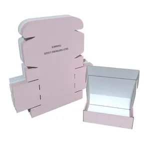 Caixas cor-de-rosa personalizadas para pequenas empresas, caixas de papelão onduladas para embalagem de caixas de presente, logotipo personalizado