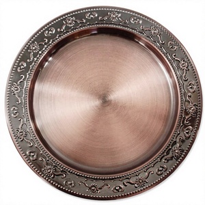 Assiette de service ronde en cuivre artisanale, parfaite pour la maison, les hôtels, les mariages, la vaisselle de table et les plats. En solde. - Product Image 1