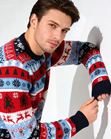Maßgefertigter Jacquard-Strick Herren Weihnachts-Rundhalspullover Gestreifter Jumper Strickware Festlicher Sweater