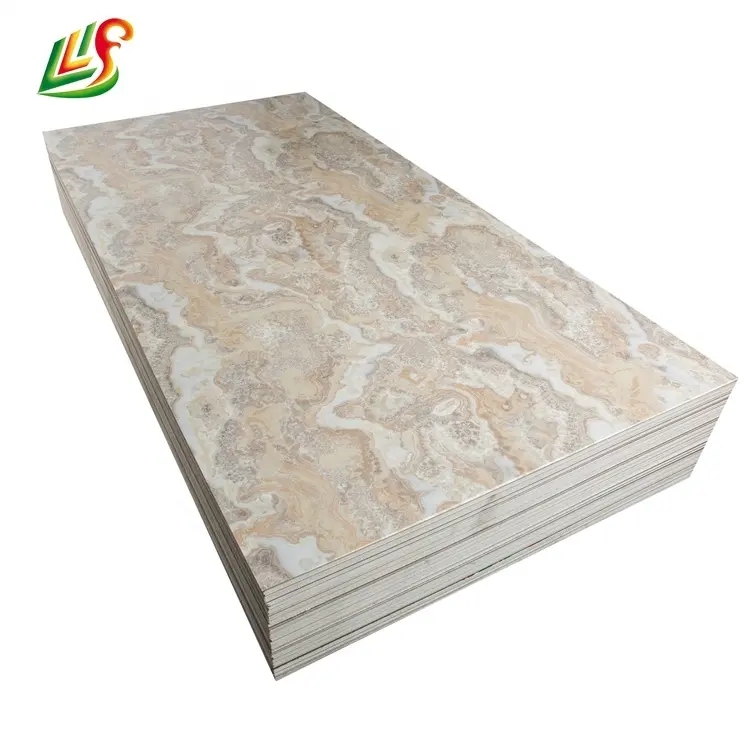 Độ bóng cao PVC tấm đá cẩm thạch 1220*2440*3 mét PVC Board Bảng điều khiển không thấm nước cho trang trí nội thất