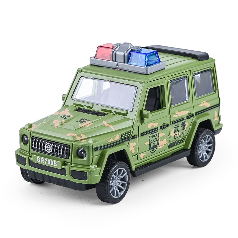 Coche de policía grande verde - empaquetado en bolsa OPP.